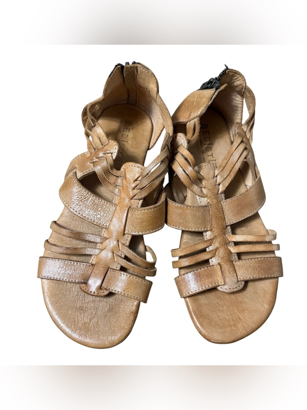 BEDSTU Cara Gladiator Sandals Women’s 8 Rustic Flat Shoe Cognac Tan Leather Boho